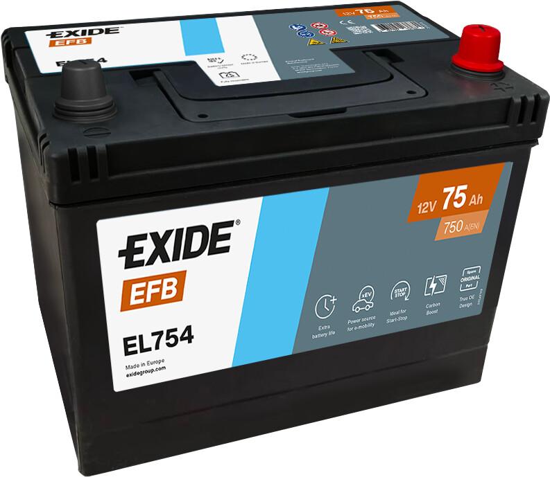 Акумулятор EXIDE START-STOP EFB 75Ah ASIA Ев (-/+) (750EN) (д260*ш173*в225) EL754